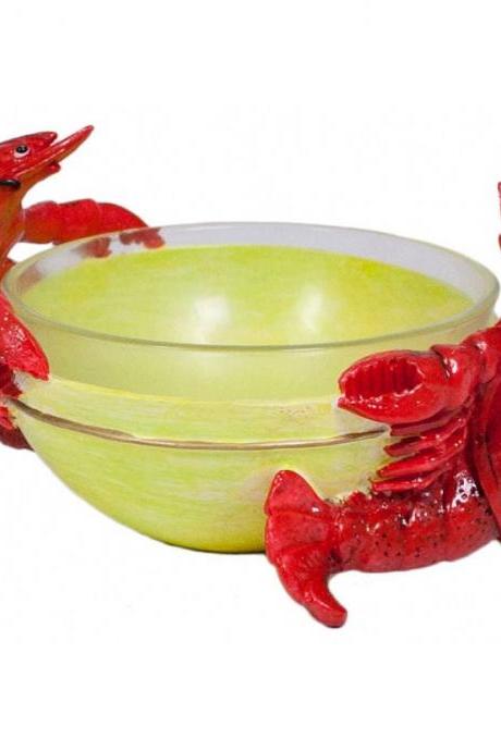 Set Of 2! Large Lobster Mardi Gras Crawfish Boil Bowl Centerpiece Cocktail Sauce Party Decor Decoration 6.5&amp;quot;