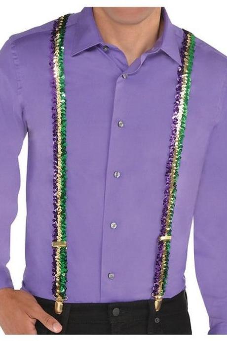 Mardi Gras Suspenders: Purple, Green & Gold Pgg Purple Green Gold Costume Parade Orleans Wear