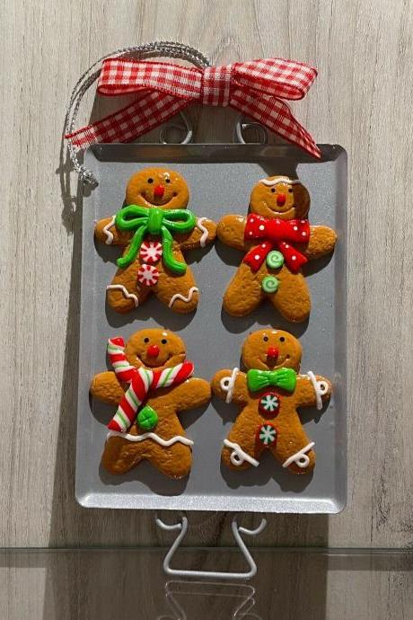 Gingerbread Man Cookie Sheet Christmas Holiday Ornament Frosted