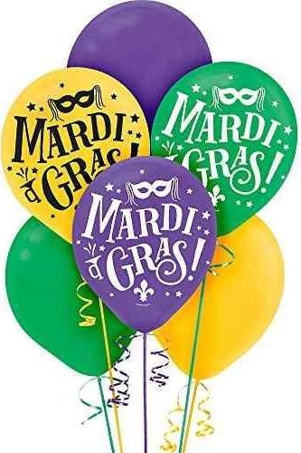 Gold, Green &amp;amp; Purple Mardi Gras Balloons 12 Inches Set Of 6