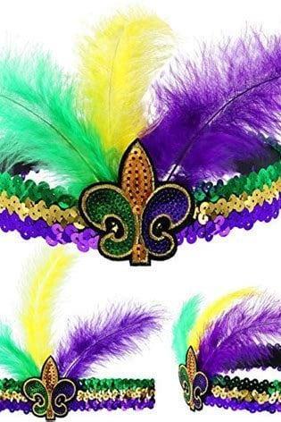 Mardi Gras Sequin Headband Fleur De Lis Parade Costume