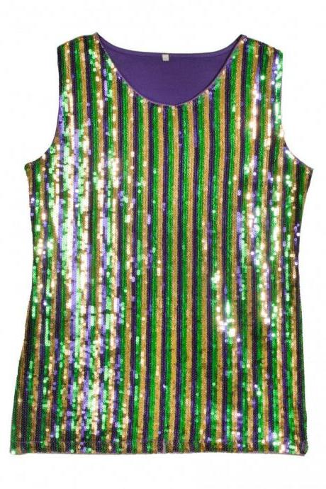 Mardi Gras Party Sequin Top Shirt Dress Size Large Parade