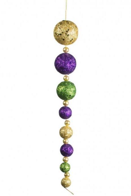 Mardi Gras 10&amp;quot; Ball String Ornament Orleans Nola Purple Green Gold Christmas Tree