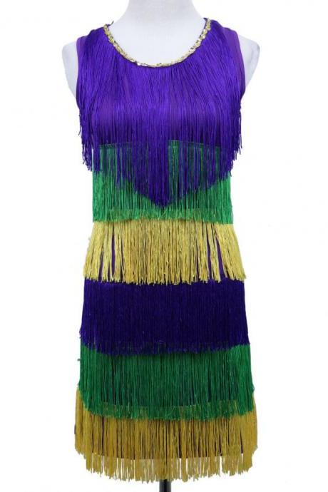 Flapper Dress Mardi Gras Flapper Sequin Sexy Splash Party/parade/ball Dress Medium Orleanssexy Masquerade Costume Purple