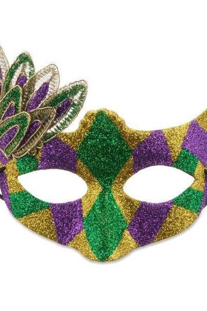 Mask Purple, Green, Gold Orleans Carnival Mardi Gras Face Eye Decoration Wreath Decor Costume Favor Party Outfit