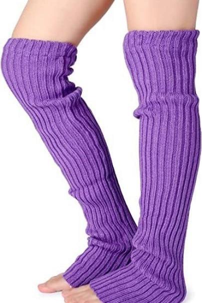 Mardi Gras Leg Warmers Boot Purple Leggings Parades Parties,nola,stockings Costume Over Knee High Footless Socks Knit Warm Long Leg Warmers