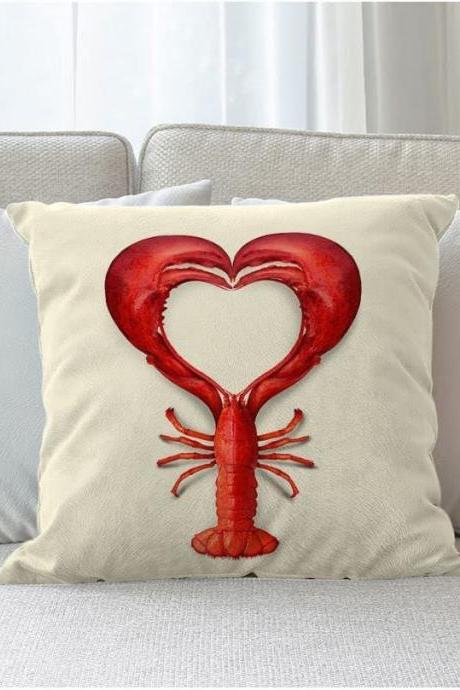 Crawfish Heart For Home Decorations Throw Pillow Cover Decorative Mardi Gras Crawfish Boil Seafood Party Valentine&amp;#039;s Day