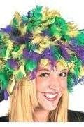 Mardi Gras Feather Tinsel Wig Costume Orleans Bourbon St Party Parade Wear Hat