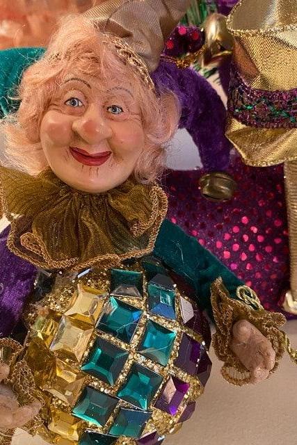 Orleans Huge Jester Huge Double Sided Glitter Christmas Ornament Mardi Gras Bourbon St Orleans Bayou Decorations Style Will Vary
