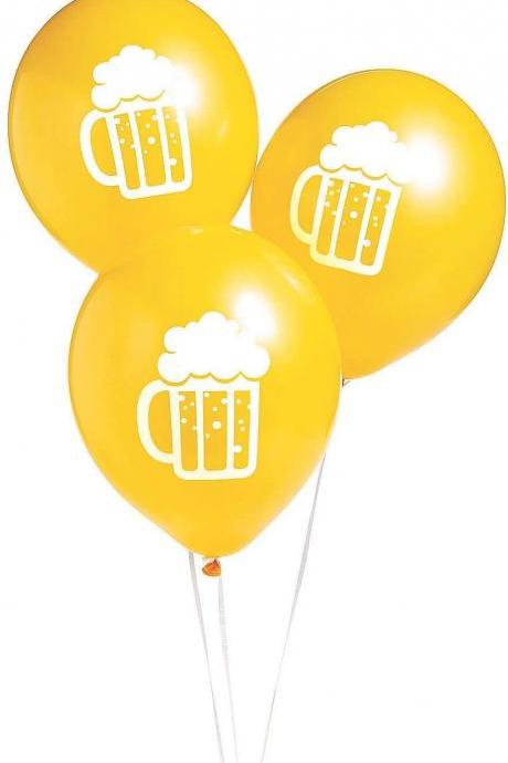 Beer Mug Balloons - Party Decor - 3 Pieces Latex 11&amp;quot; Printed Balloons Crawfish Lobster Seafood Boil Party Orleans Cajun Birthday