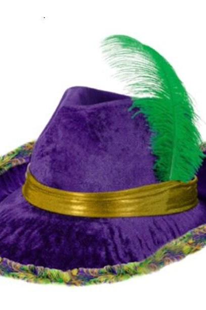 Feather Trim Hat Mardi Gras Mardi Gras Fleur De Lis Hat Costume Parade Orleans Wear