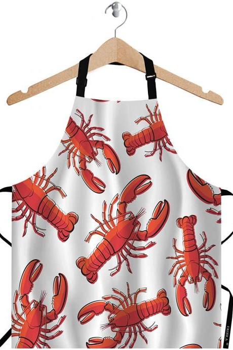 Crawfish Lobsters Aprons Red Nautical Decorative Crayfish Seafood Waterproof Resistant Chef Boil Party Supplies Decorations Crab