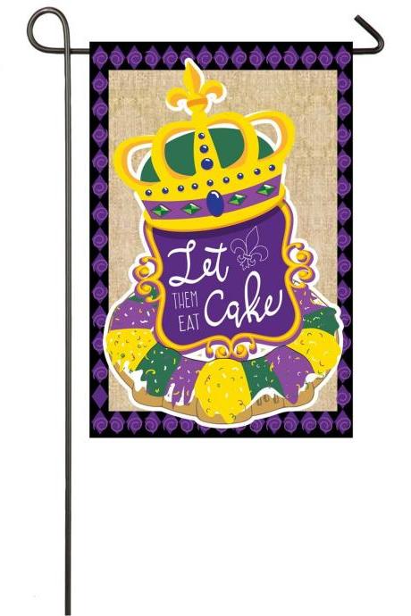 Mardi Gras Orleans Flag King Cake Burlap Garden Flag, 12.5 X 18 Inches
