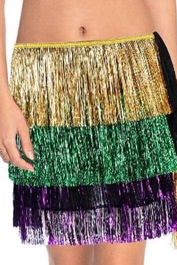 Mardi Gras Sequin Tinsel Wrap Skirt Purple Green Gold Splash Party/ Parade/ Ball