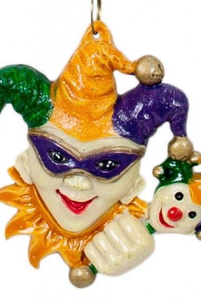 Hand Crafted Happy Jester & Doll On A Stick Christmas Mardi Gras Tree Ornament Orleans Bourbon Street Parade