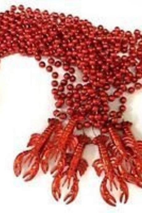 Metallic Red Seafood Boil Party Crawfish Lobster 1 Dozen Mardi Gras Beads Necklaces Necklaces Lot