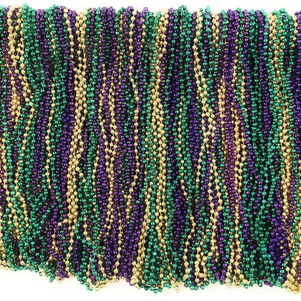Mardi Gras Beads 33 inch 7mm, 10 Dozen, 120 Pieces (Purple Green Gold)Necklace Assortments/ Mardi Gras Throw Beads Carnival Fat Tuesday