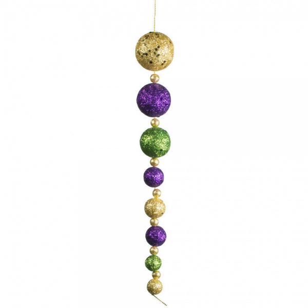 Mardi Gras 10' Ball String Ornament New Orleans NOLA Purple Green Gold Christmas tree