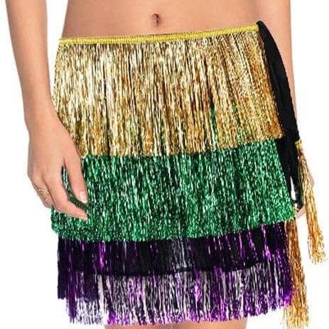 Mardi Gras Sequin Tinsel wrap skirt purple green gold Splash Party/ Parade/ Ball